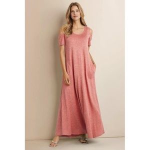 Soft Surroundings Rose Heather Cold-Shoulder Maxi Dress